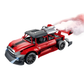 Camion RC rouge en vue latérale, roues en évidence