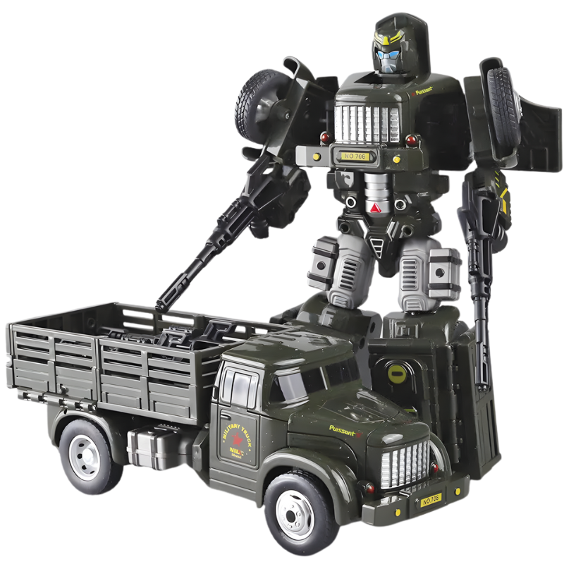 Camion noir en mode transformation