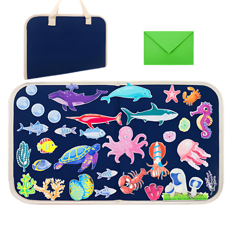 Illustration sous-marine en feutre avec poissons et coraux