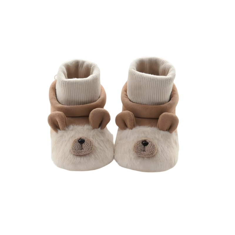 Chaussons-socquettes bébé en polaire couleur beige