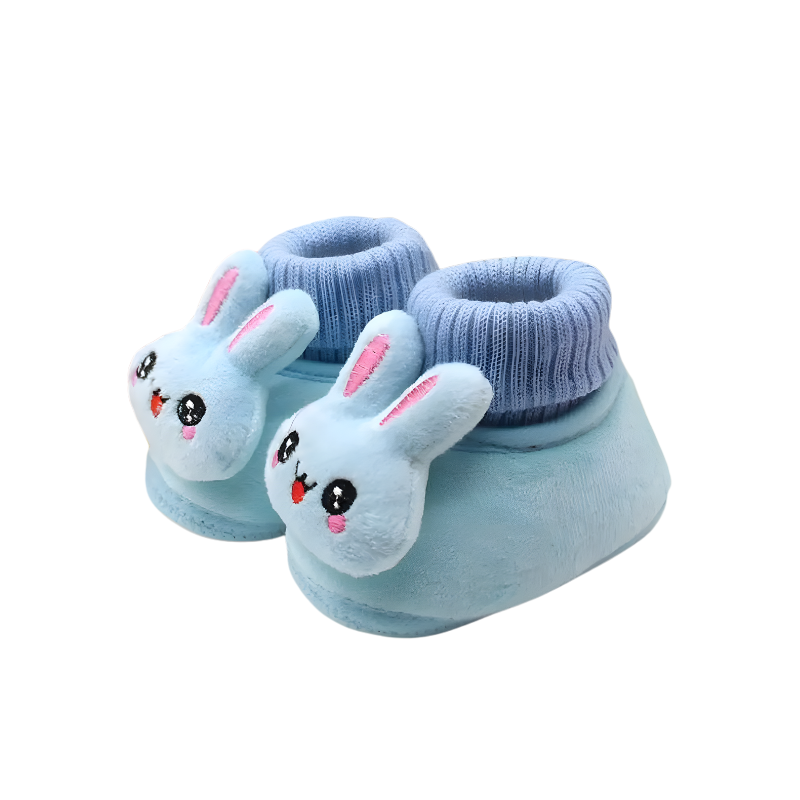 Chaussons bébé bleus avec fermeture à lacets douce