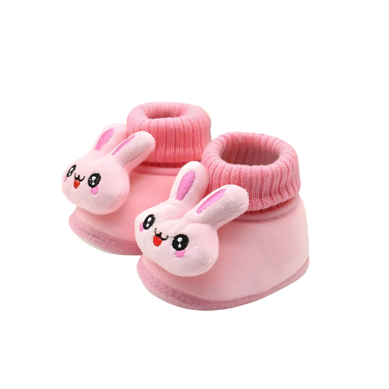 Chaussons bébé roses en coton respirant