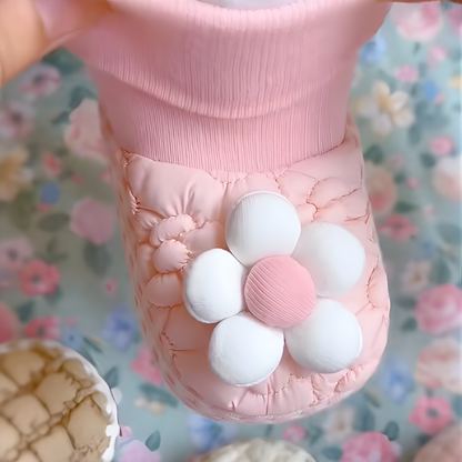 Chaussons bébé roses avec doublure douce et semelle flexible
