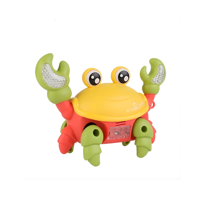 Crabe jouet jaune montrant ses détails lumineux