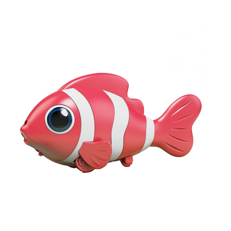 Poisson clown jouet montrant ses lumières LED colorées