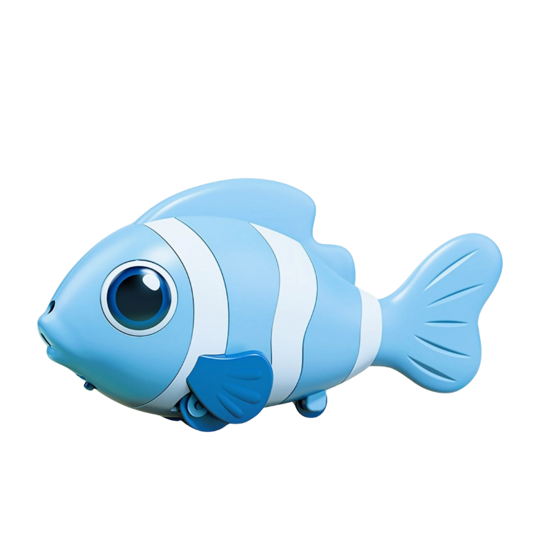Vue latérale du poisson clown glissant avec effets lumineux