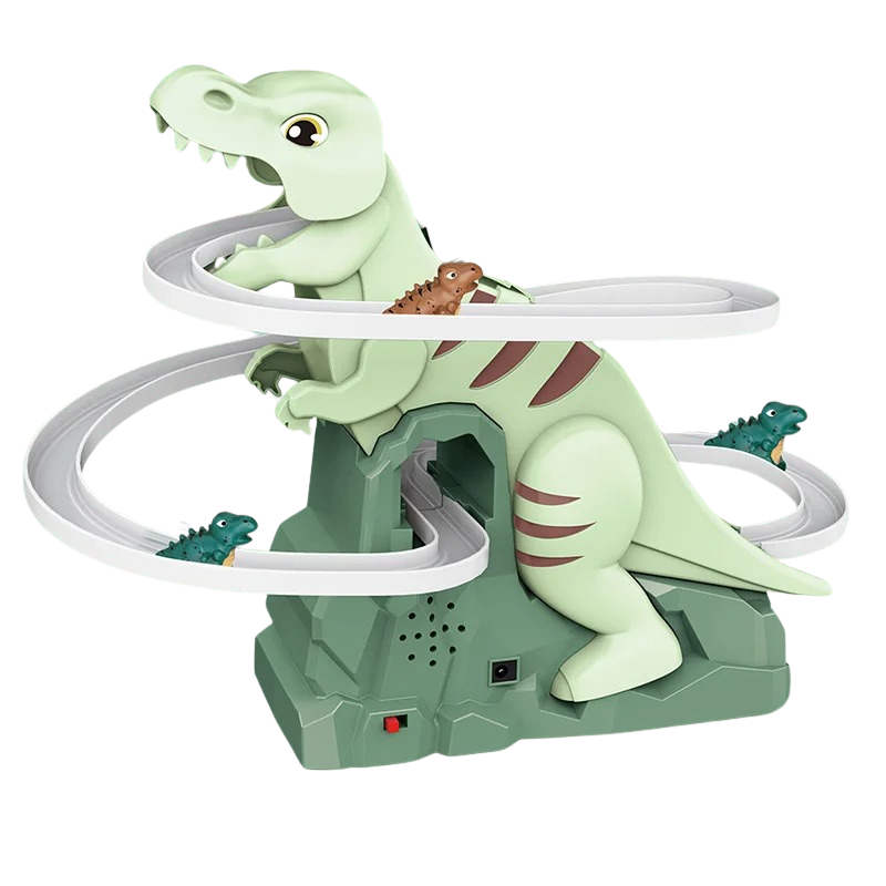 Détail des dinosaures sur la piste d'escalade en plastique