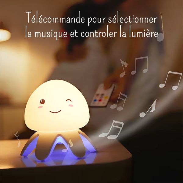 Veilleuse musicale en forme de pieuvre avec télécommande