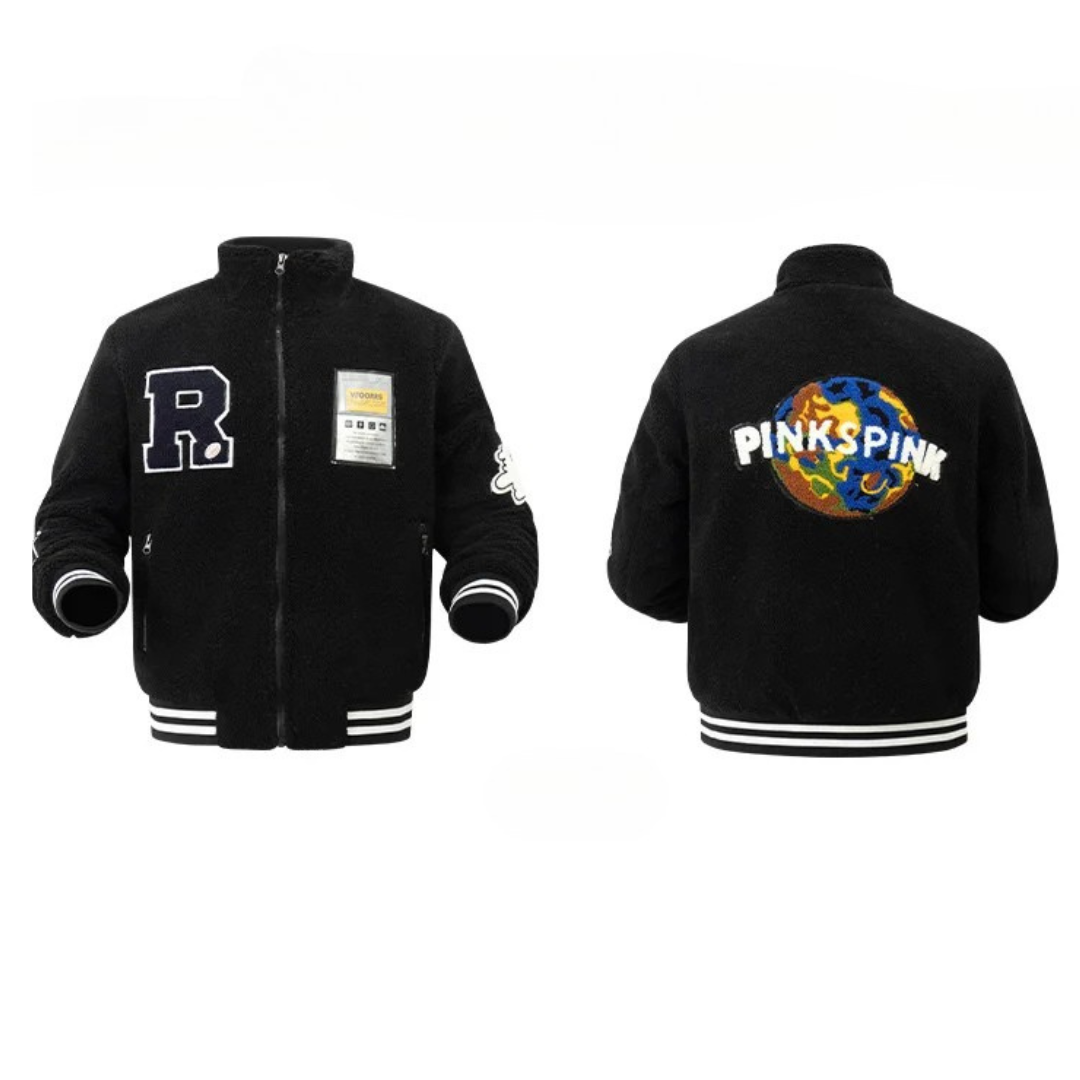 Veste noire en Pilou Pilou avec col rabattu