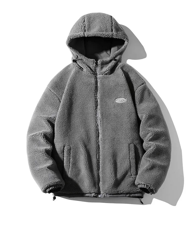 Veste homme en polaire mouton grise avec fermeture éclair
