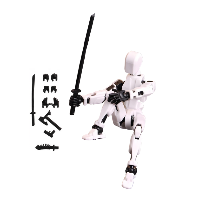 Figurine blanche en plastique ABS avec détails articulés