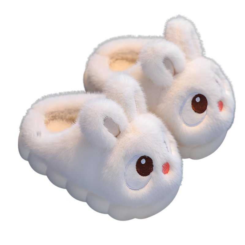 Chaussons blancs en peluche douce pour enfant