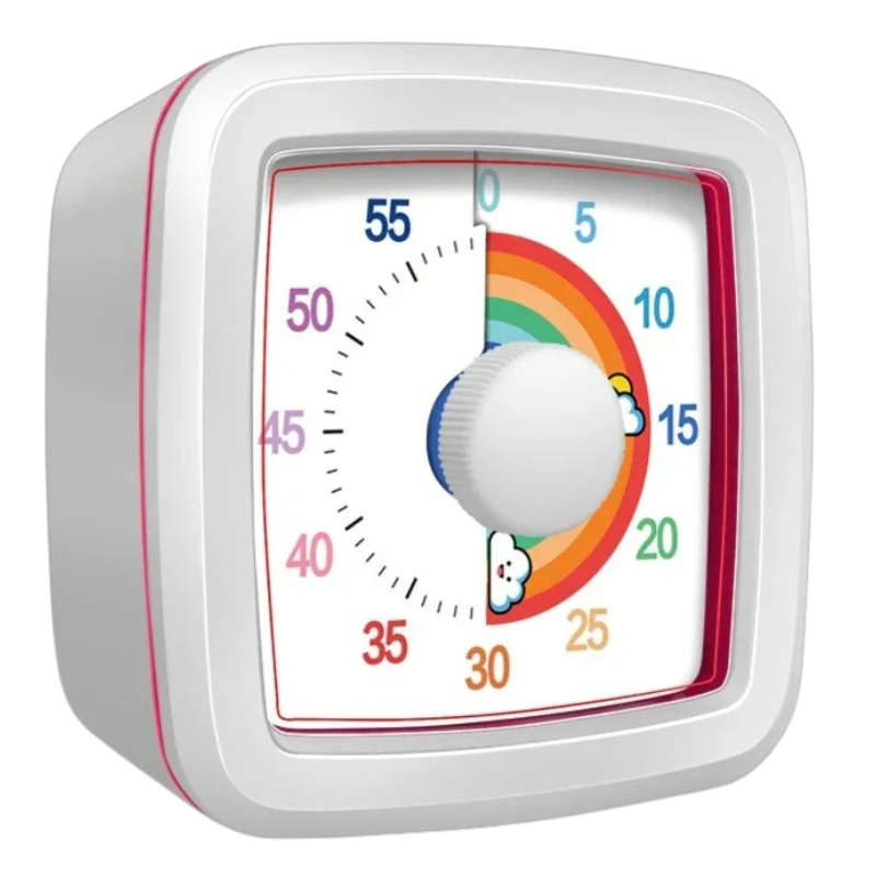 Minuteur visuel blanc pour enfants, vue de face