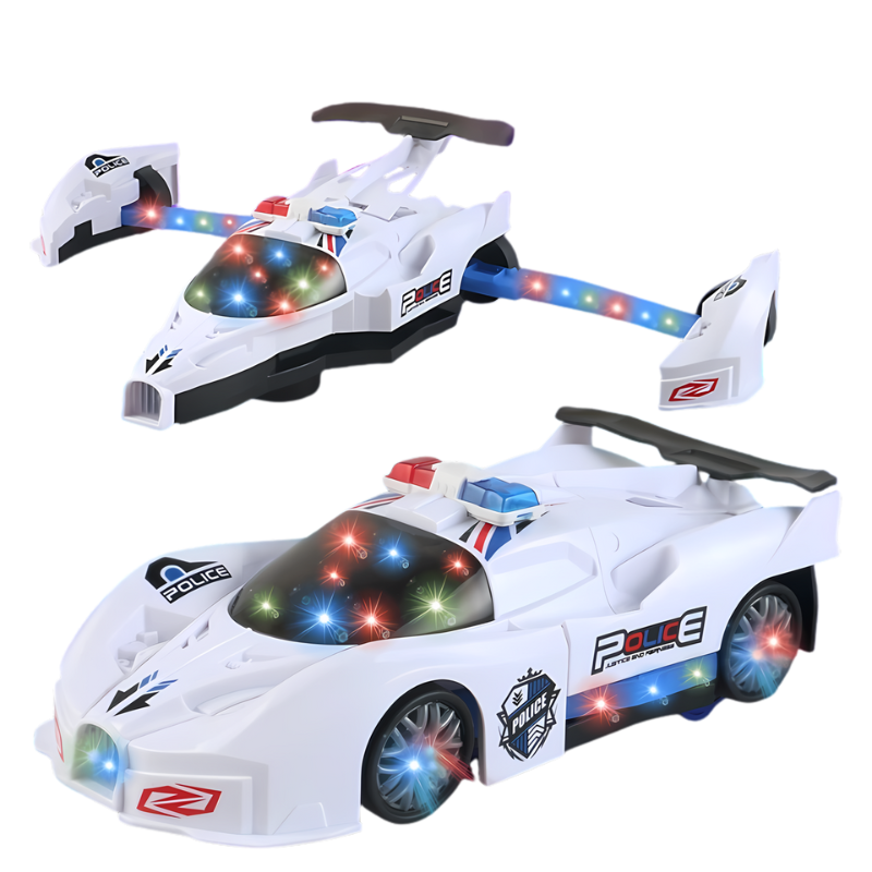 Voiture blanche avec lumières LED et musique