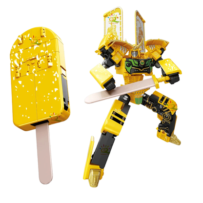 Robot transformable jaune en forme de cornet de glace