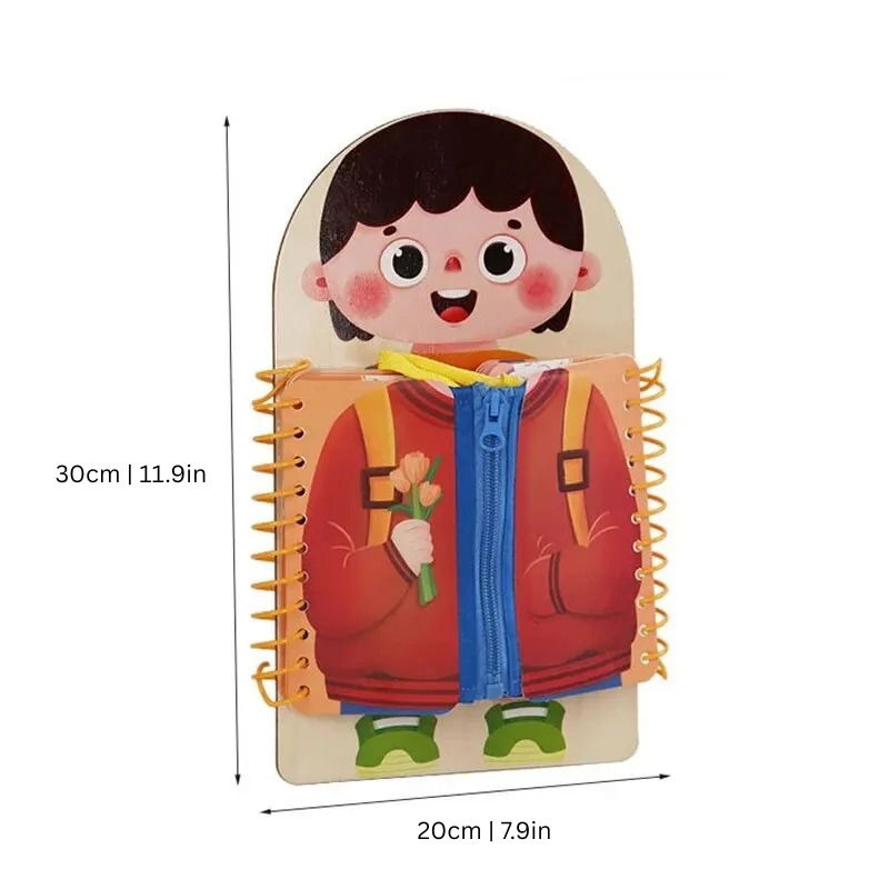 Dimensions du tableau d'activités en bois pour enfants