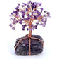 Arbre miniature en pierres et cuivre sur socle de quartz