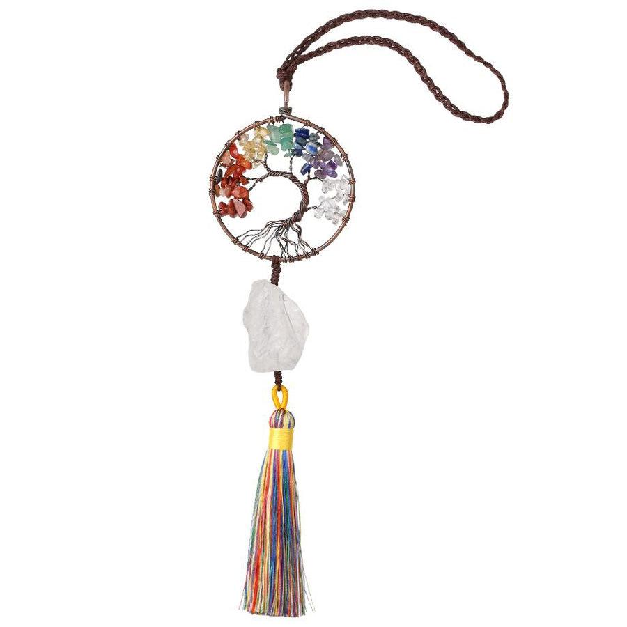 Arbre de vie suspendu avec pierres des 7 chakras colorées