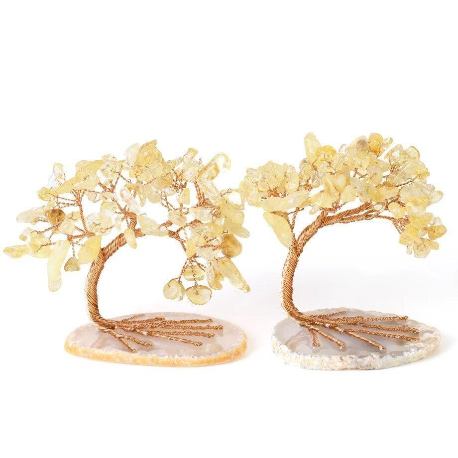 Branches de l'arbre de vie ornées de quartz rose et citrine