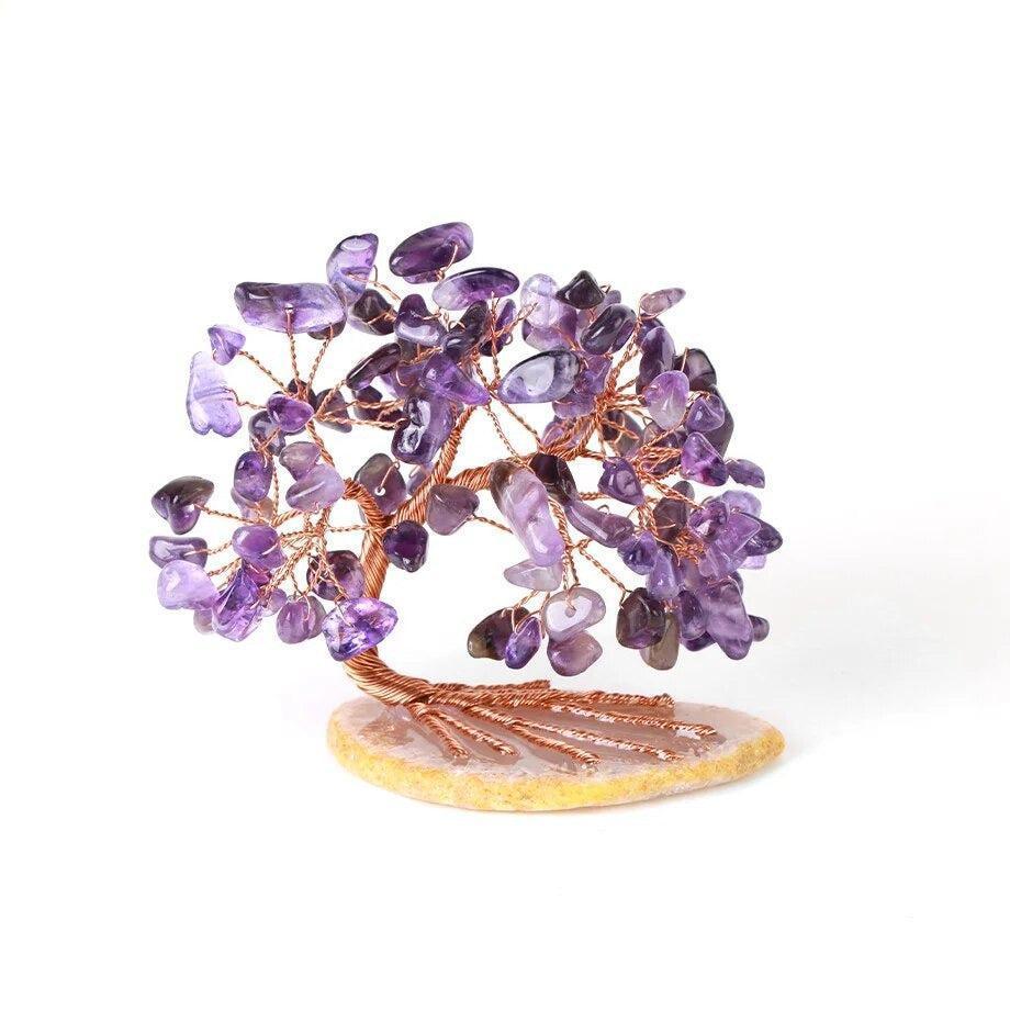 Vue d'ensemble de l'arbre de vie avec pierres colorées