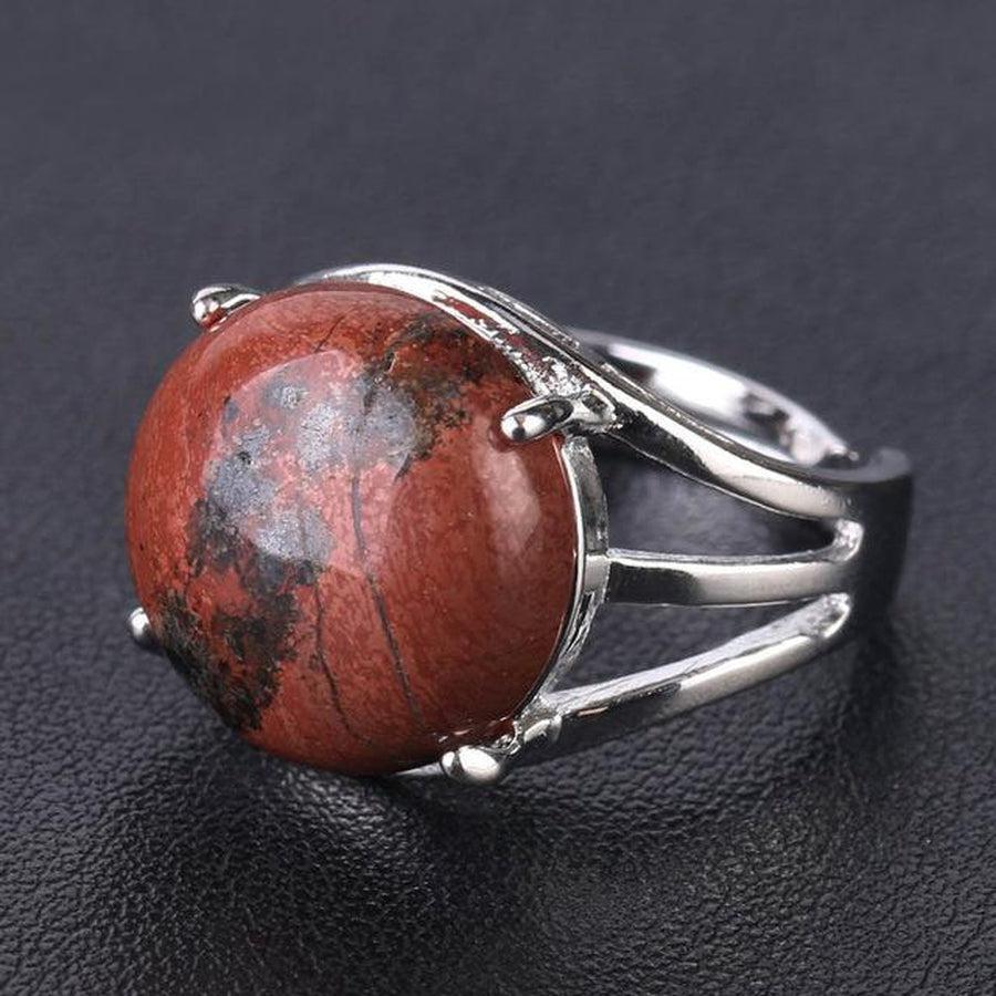 Bague en argent avec cabochon en pierre jaune