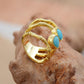 Bague effet trois anneaux, pierres turquoise serties