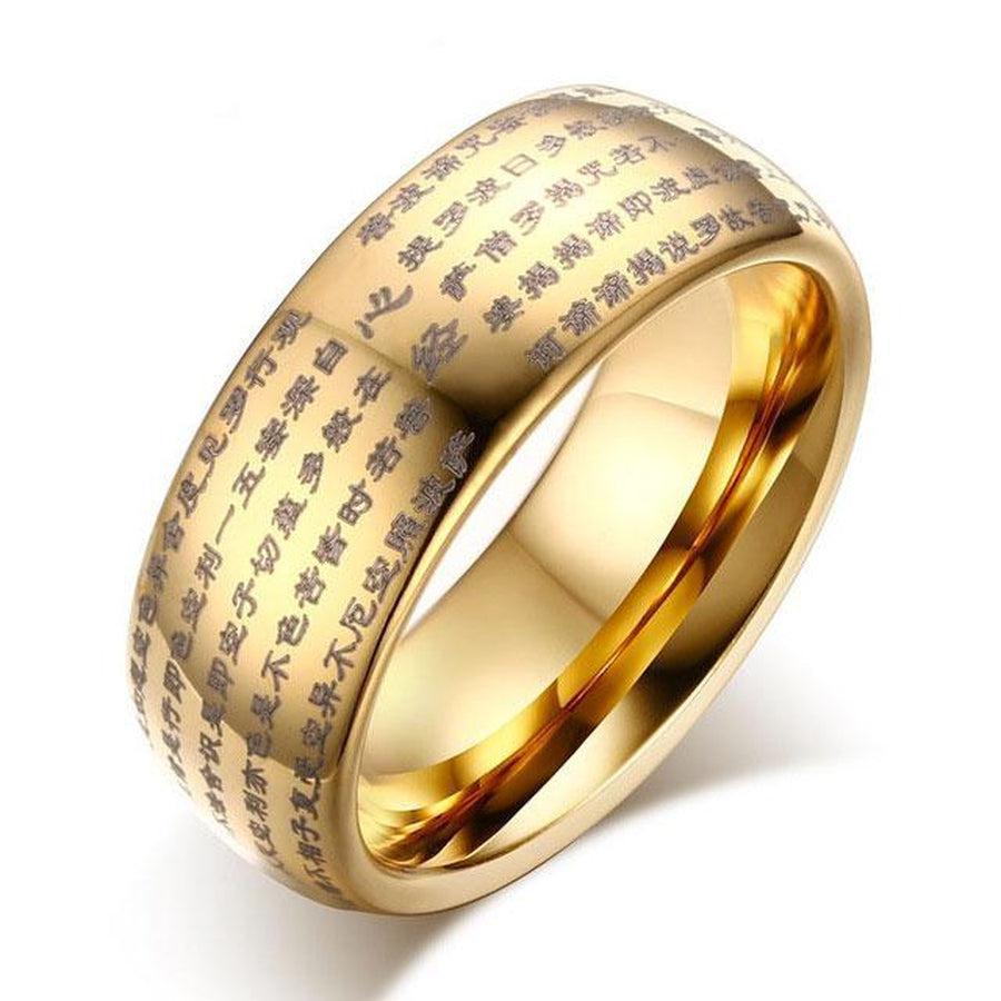 Bague en titane montrant les symboles alignés verticalement