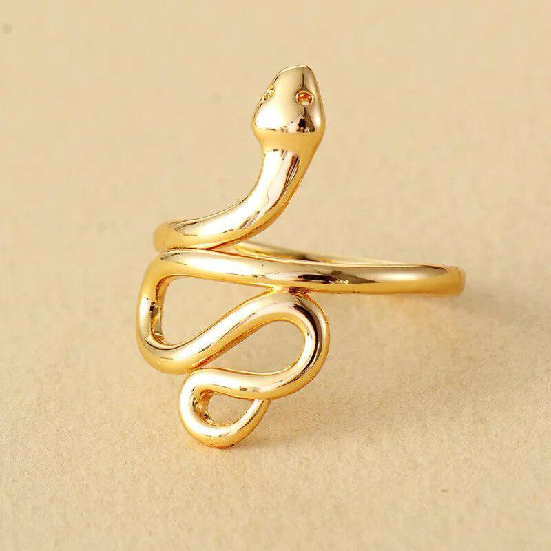 Bague serpent plaqué or vue de côté