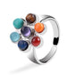 Bague en métal argenté avec pierres des 7 chakras