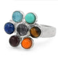 Bague avec symboles spirituels et pierres colorées