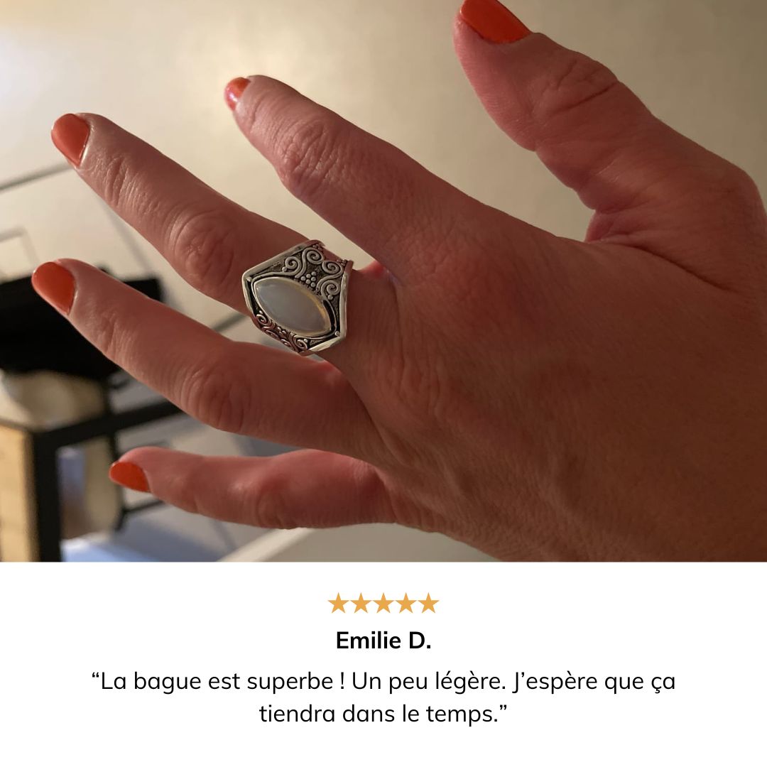 Vue latérale de la bague montrant l'anneau travaillé