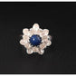Bague en argent avec fleur de lotus et lapis lazuli