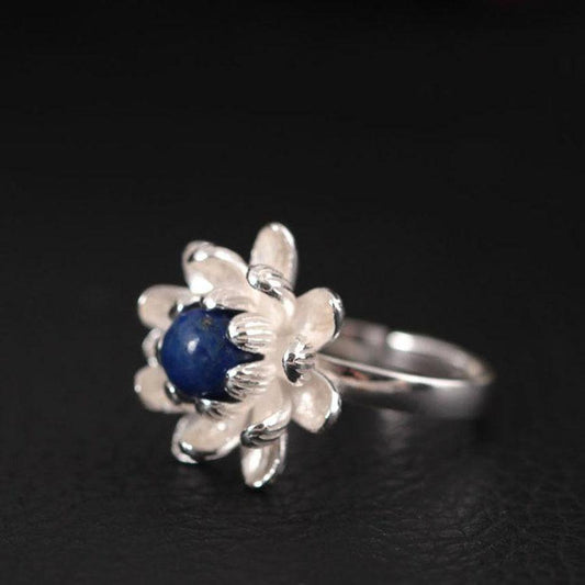 Vue d'ensemble de la bague argent et lapis lazuli