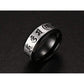 Bague bouddhiste en acier avec gravure spirituelle