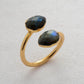 Bague élégante avec labradorites, vue de dessus