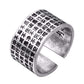 Bague en argent avec gravure noire du sutra du cœur