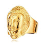 Détail du visage de Bouddha sur une bague en argent