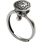 Bague ajustable en argent avec motifs ciselés et boule sonore