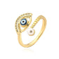 Bague œil bleu dorée, vue complète et élégante