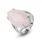Bague en pierre de quartz rose, monture métallique élégante