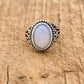 Bague en unakite, pierre verte et rose, monture ajustable