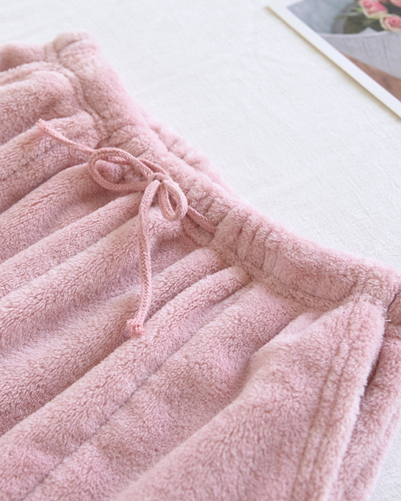 Bas de pyjama rose pastel, élastique aux chevilles