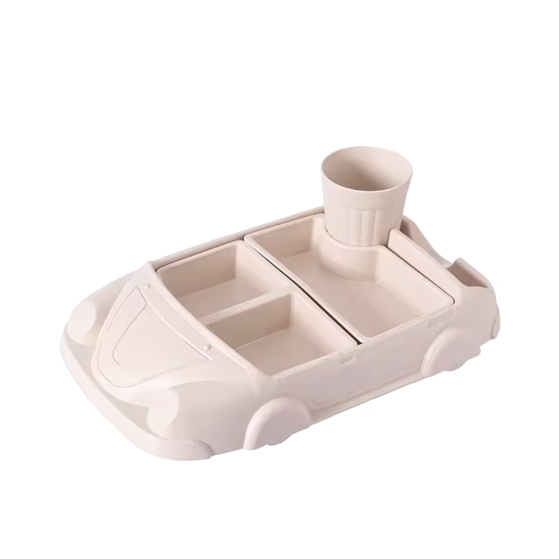 Vaisselle beige avec design ludique pour enfants