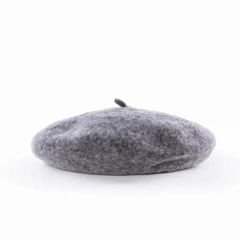 Béret basque gris en cachemire, taille 56-59 cm