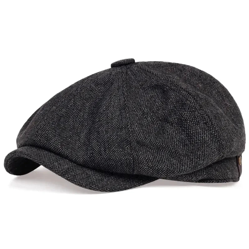 Casquette rétro en laine avec motif à carreaux