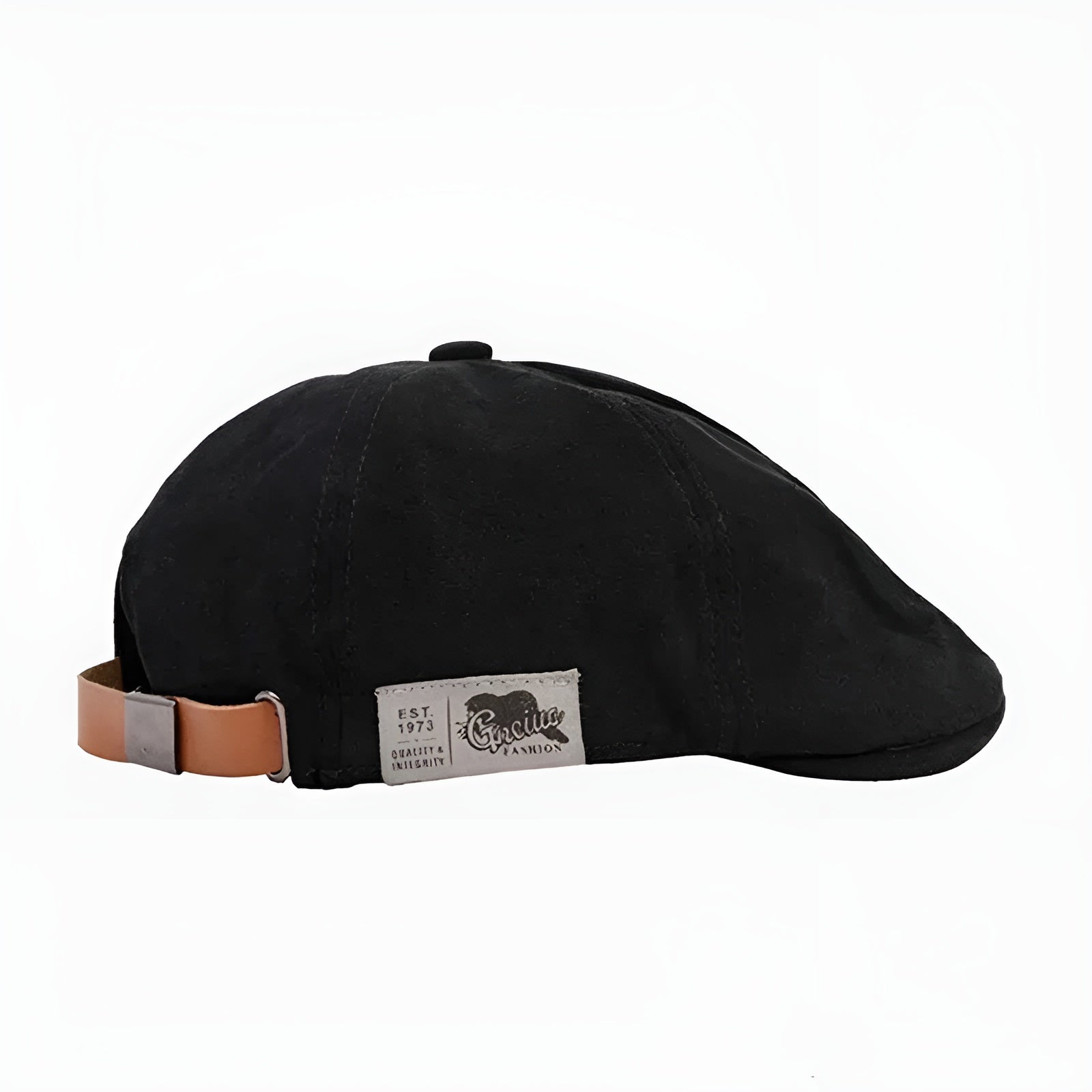 Béret noir en coton ajustable, vue de dessus