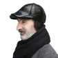 Béret en cuir noir avec cache-oreilles intégré pour homme