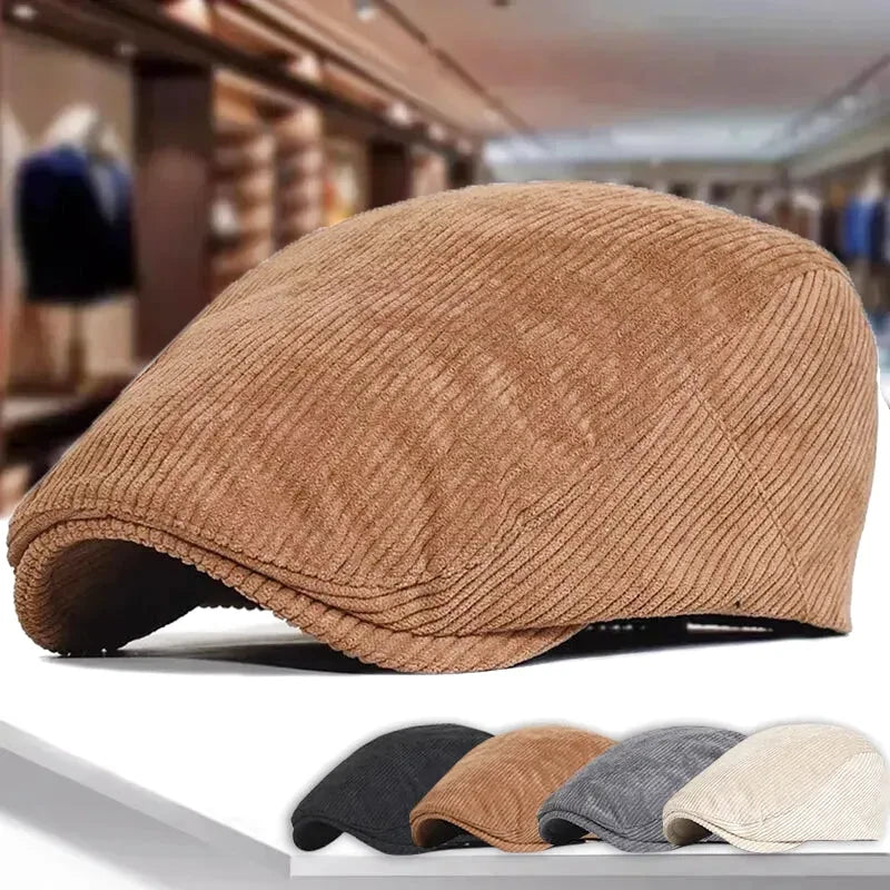 Vue de profil d'un homme avec béret, allure élégante