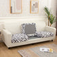 Housse de coussin extensible noir et blanc sur canapé