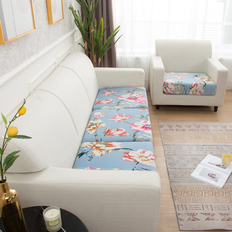 Housse de coussin en polyester et spandex, motif floral